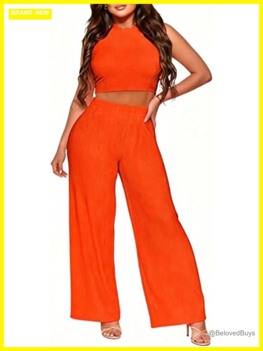 Women's 2 Piece Casual Lounge Set Ribbed Knit Crop Top Pants Tracksuit